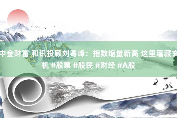 中金财富 和讯投顾刘粤峰：指数缩量新高 这里蕴藏玄机 #股票 #股民 #财经 #A股